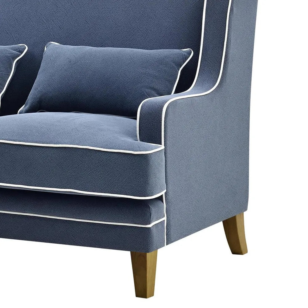 Newport Two Seater Sofa In Navy With White Piping