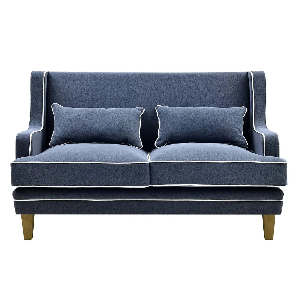 Newport Two Seater Sofa In Navy With White Piping