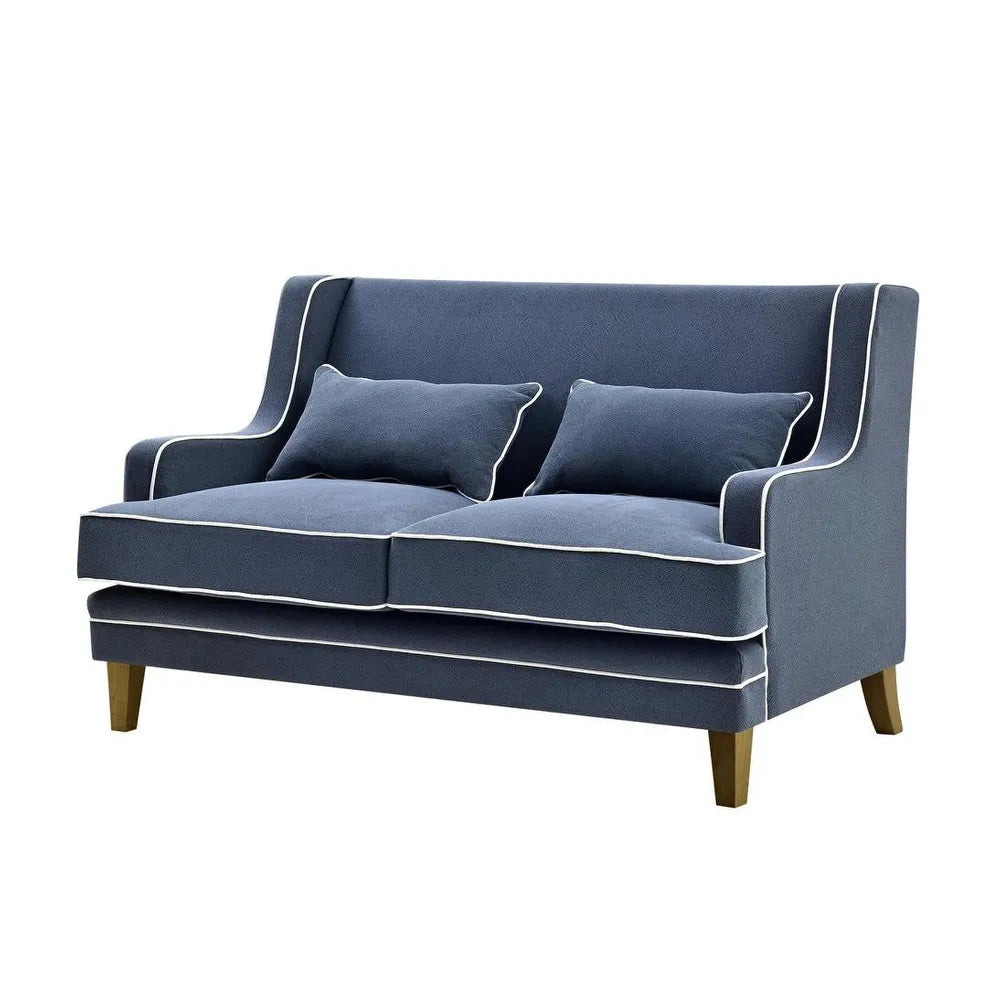 Newport Two Seater Sofa In Navy With White Piping