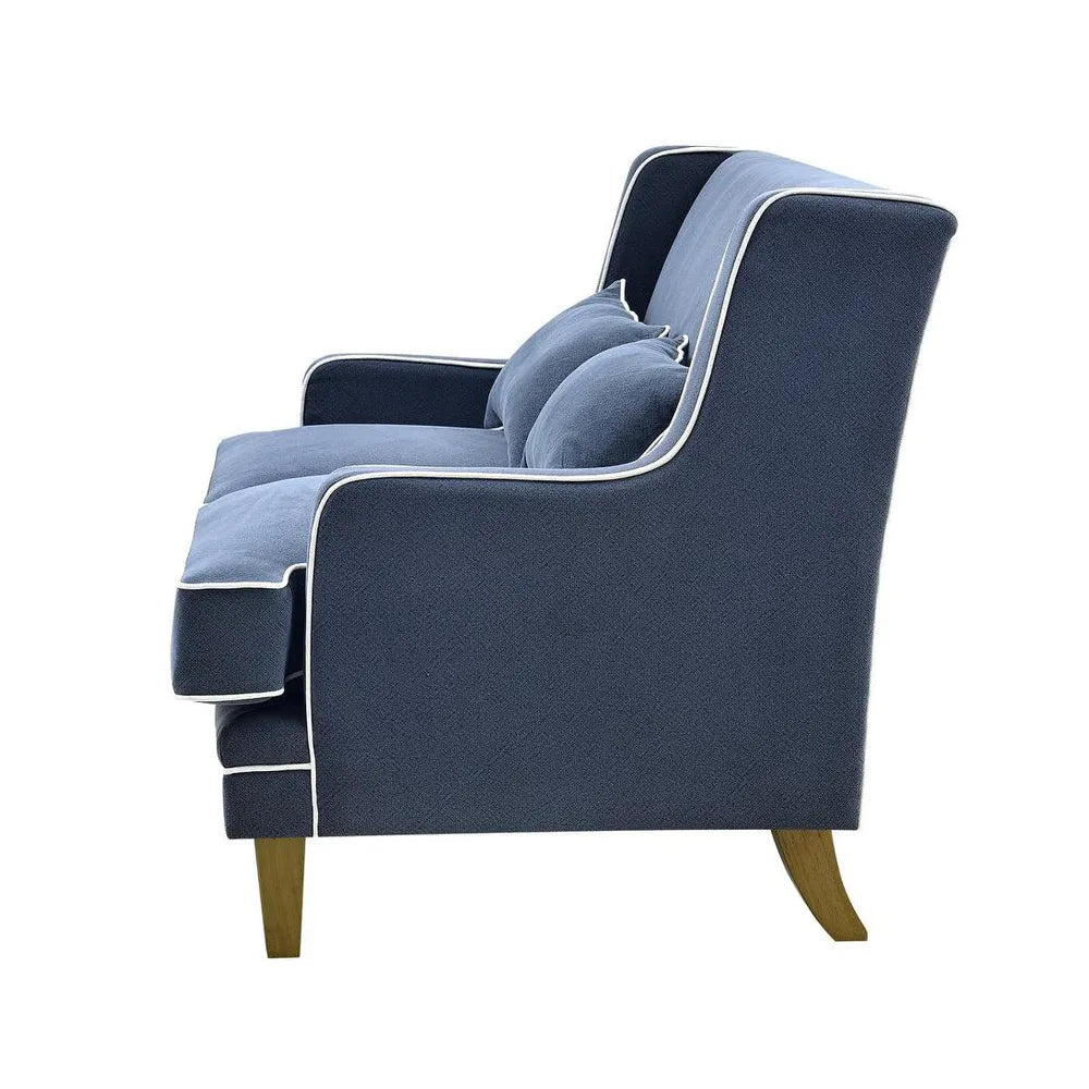 Newport Two Seater Sofa In Navy With White Piping