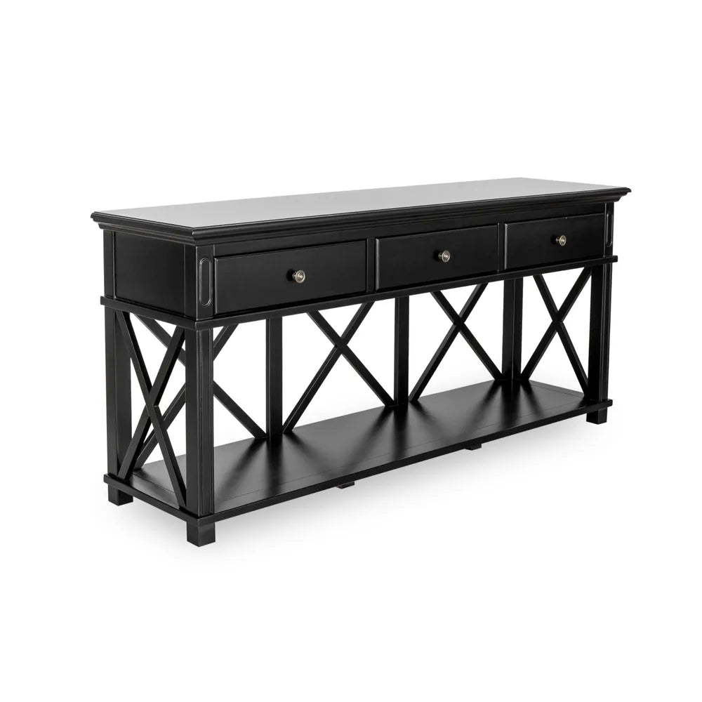 Newport Three Drawer Console Table In Black