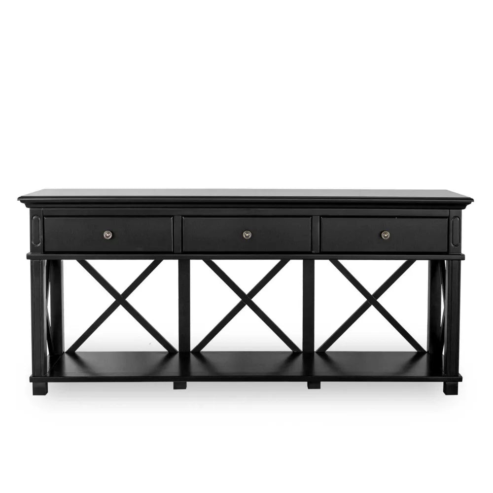 Newport Three Drawer Console Table In Black