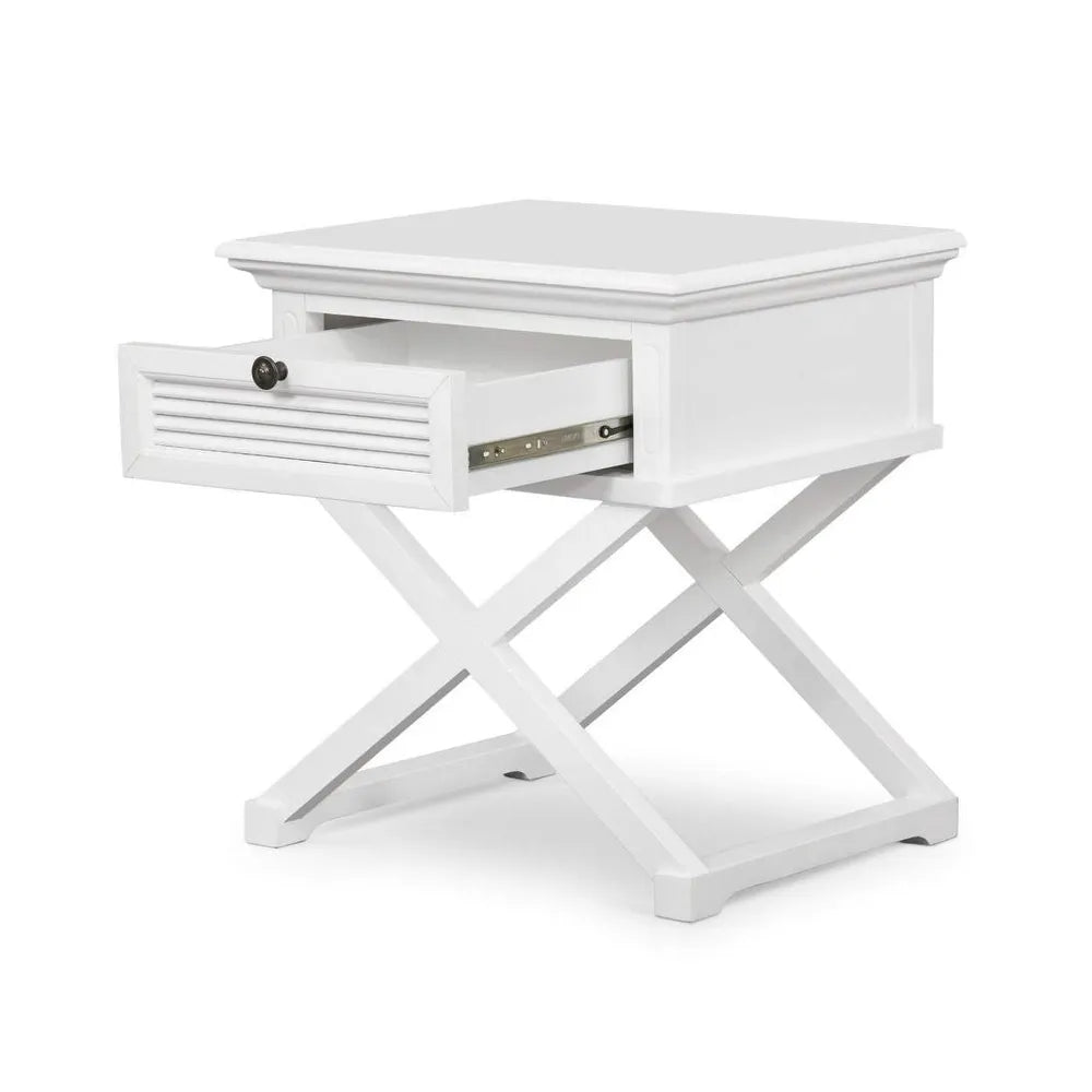 Ex Display Long Island Cross Leg Side Table In White