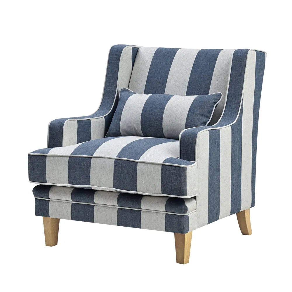Newport Armchair In Classic Blue Stripe