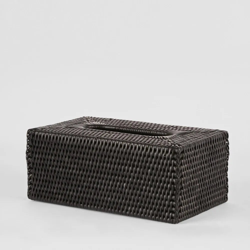 Black Rattan Rectangle Tissue Box Cover