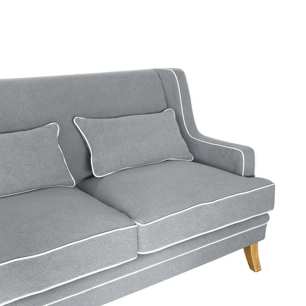 Newport Two Seater Sofa In Grey With White Piping