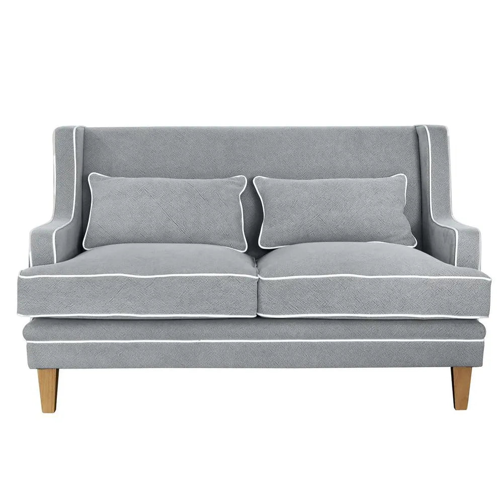 Newport Two Seater Sofa In Grey With White Piping