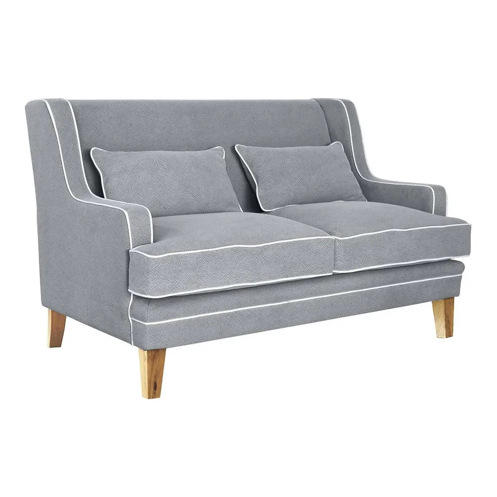 Newport Two Seater Sofa In Grey With White Piping