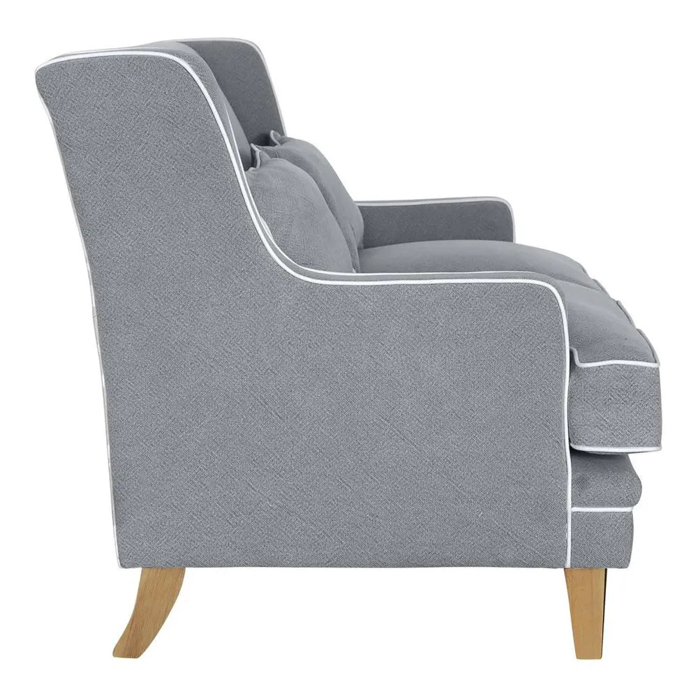 Newport Two Seater Sofa In Grey With White Piping