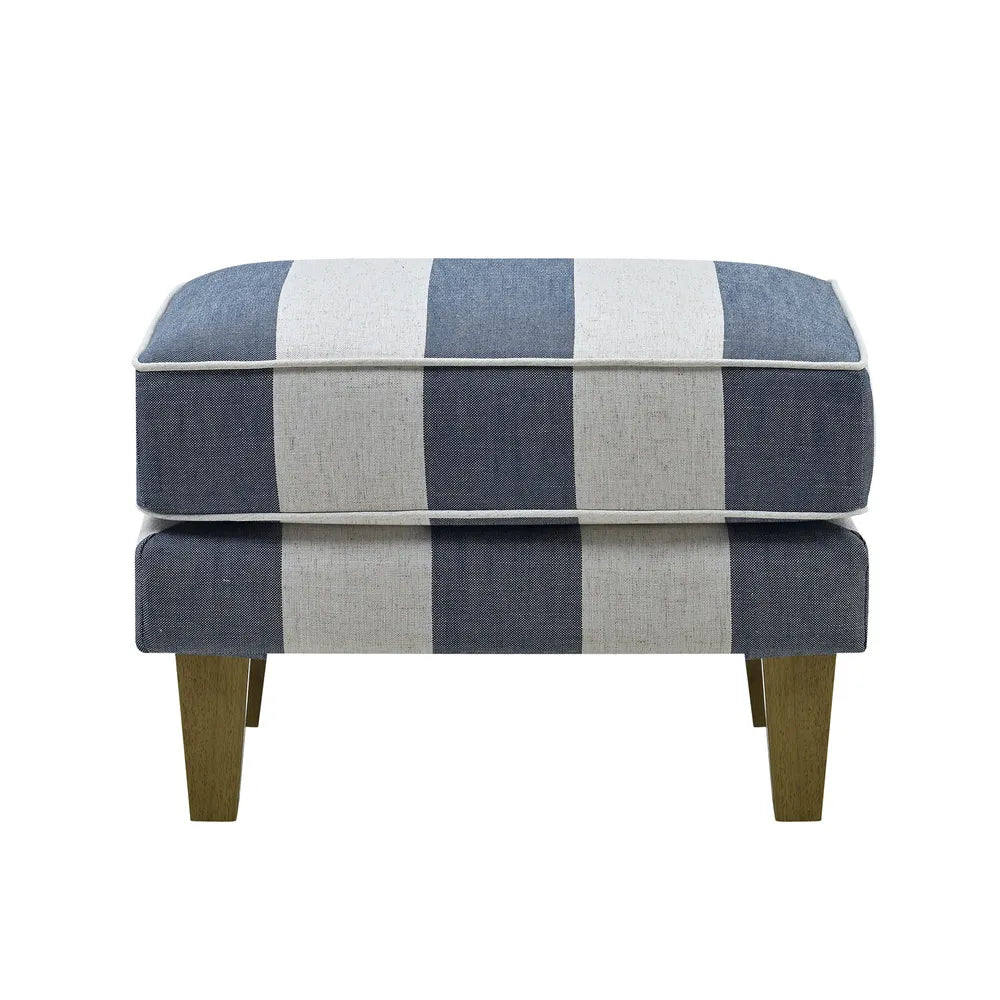 Newport Ottoman in Classic Blue Stripe