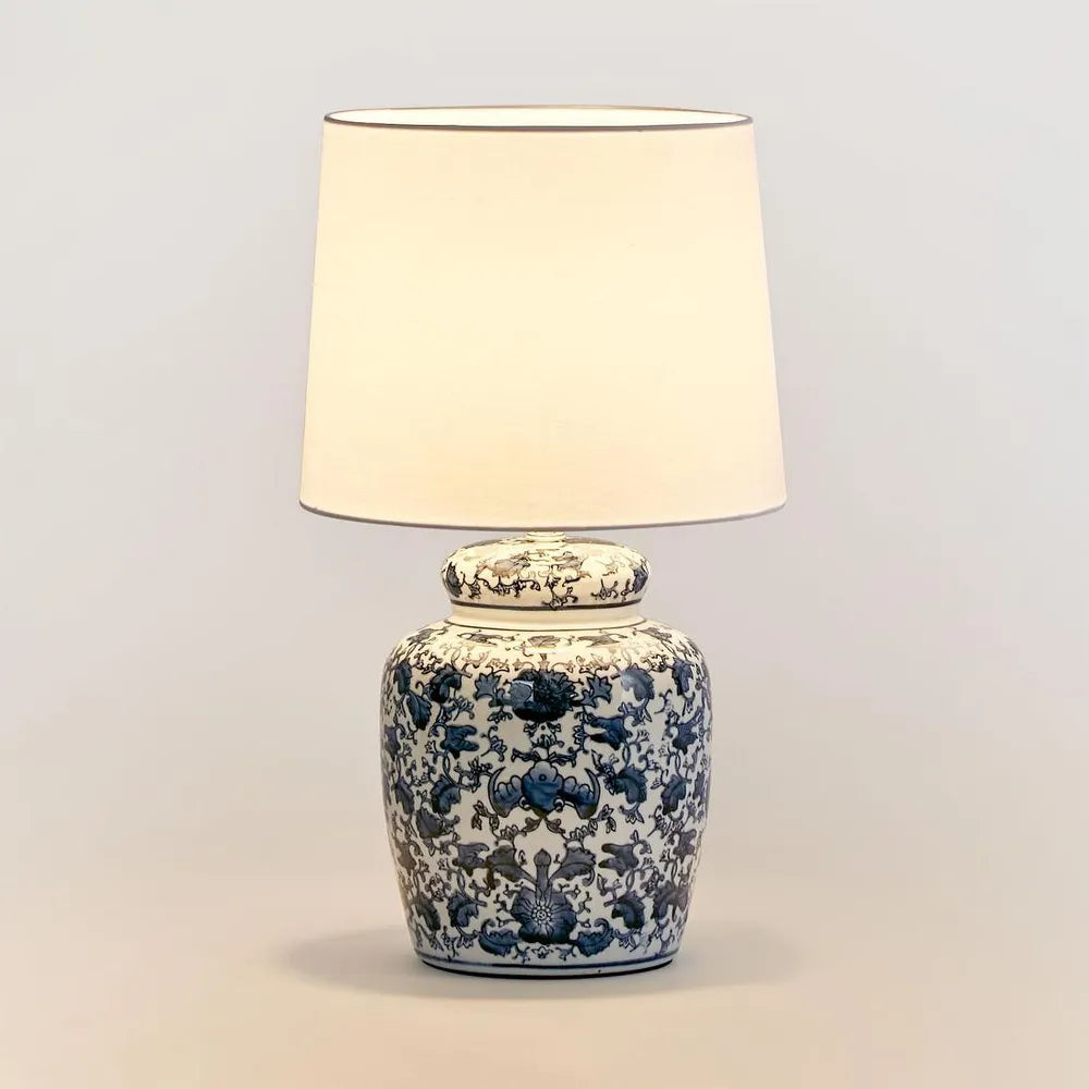 Blue & White Kenzie Lamp with Shade