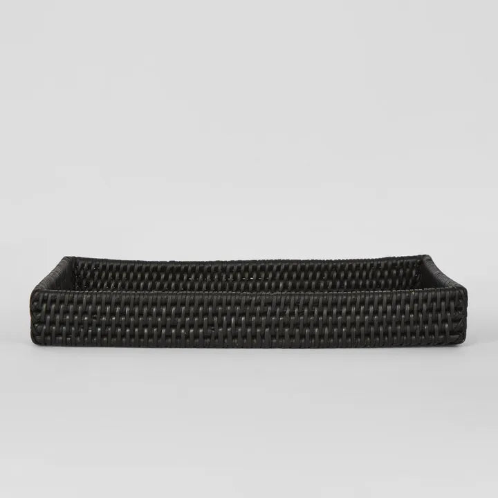 Black Rattan Mini Tray