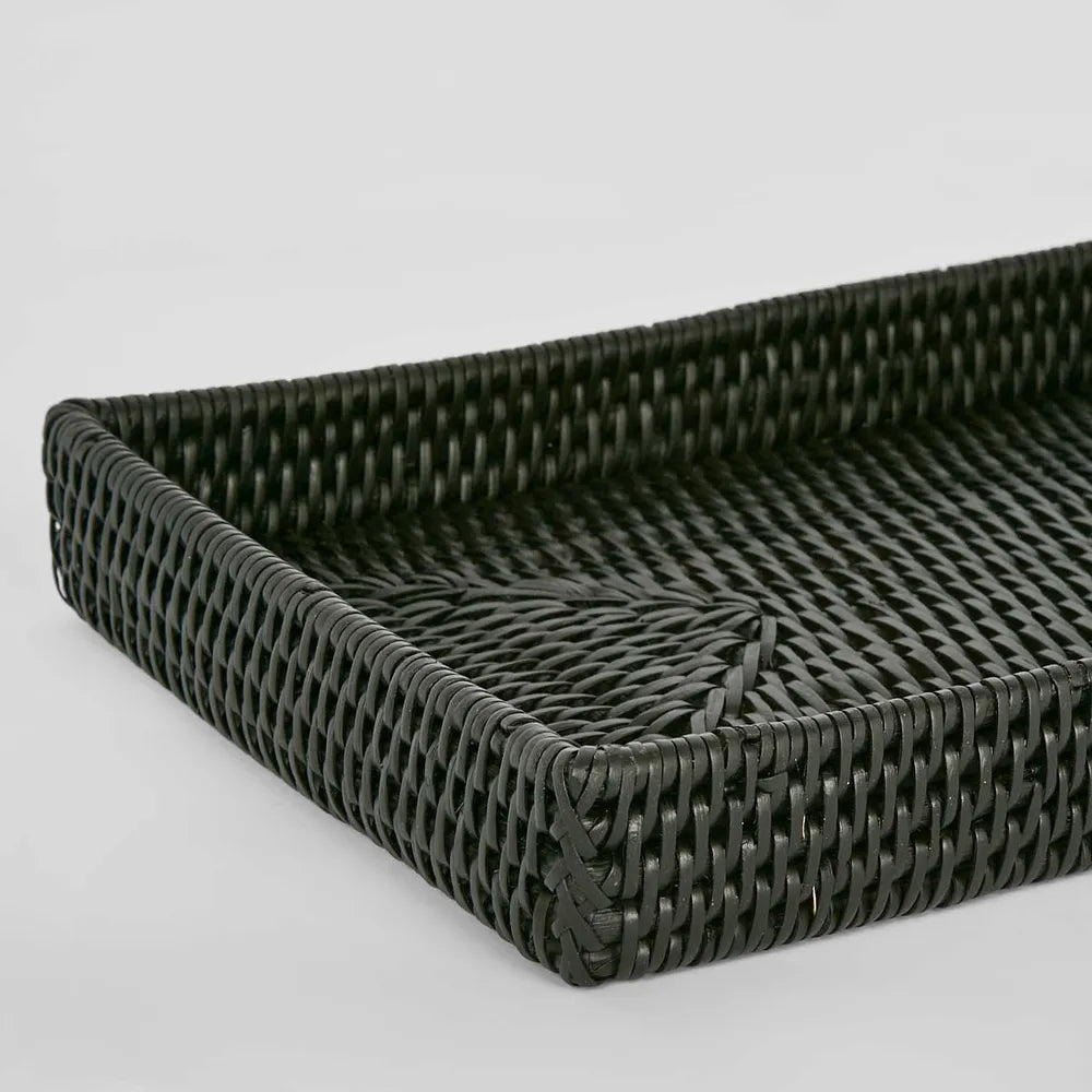 Black Rattan Mini Tray