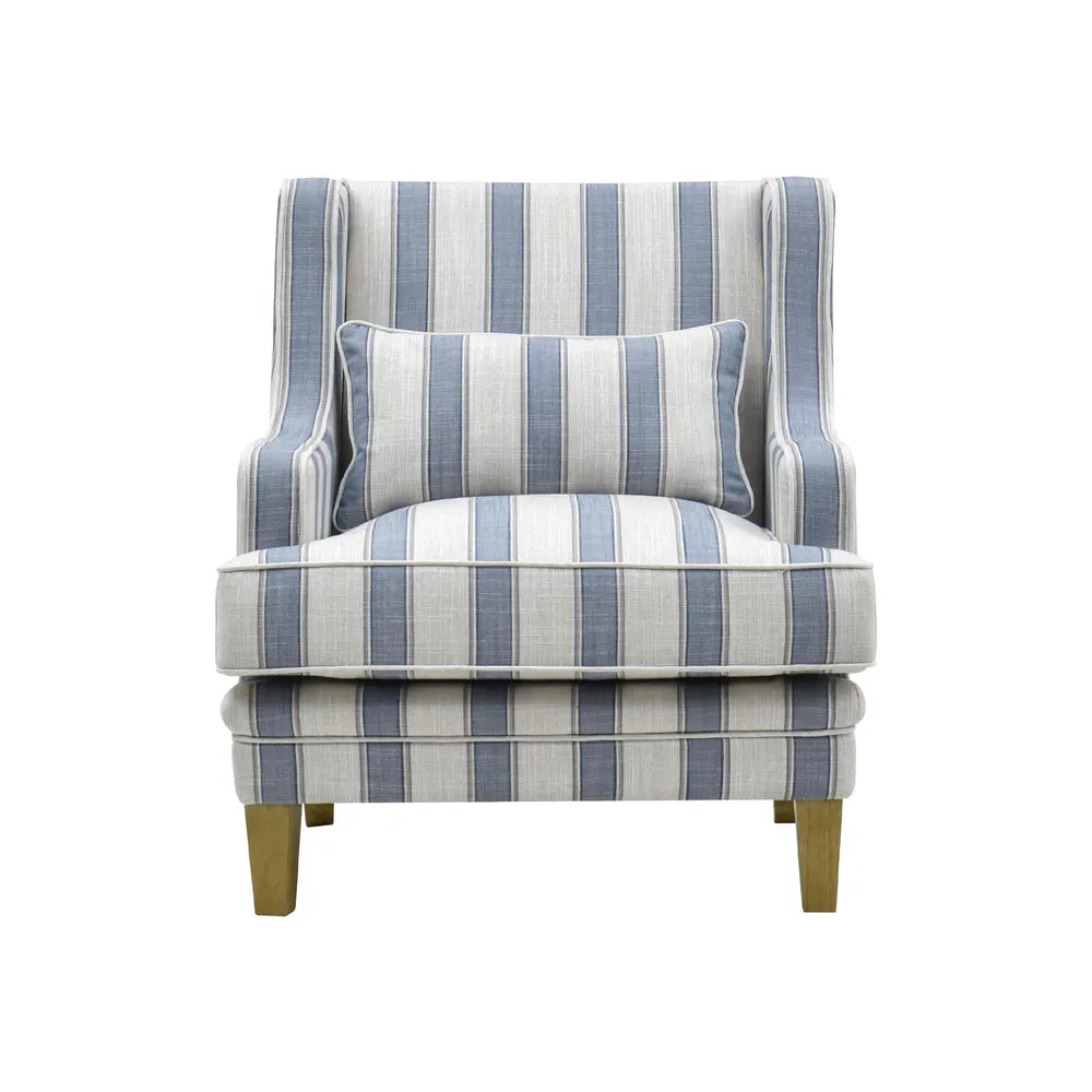 Newport Armchair In Sky Blue Stripe