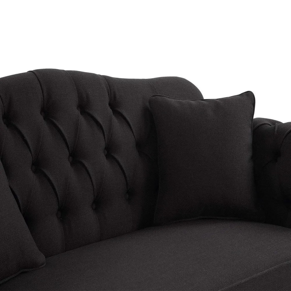 Charcoal Chesterfield Three Seater Sofa With Studs