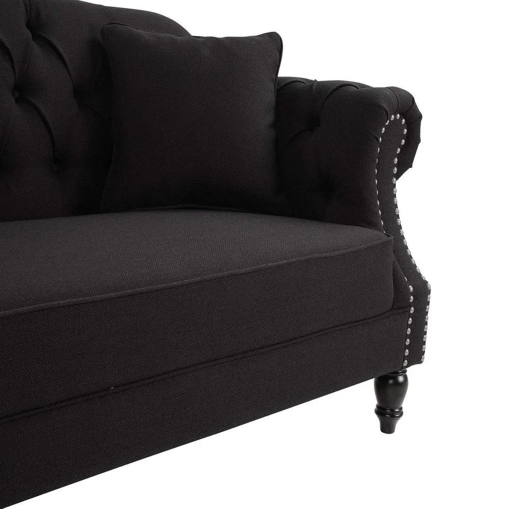 Charcoal Chesterfield Three Seater Sofa With Studs