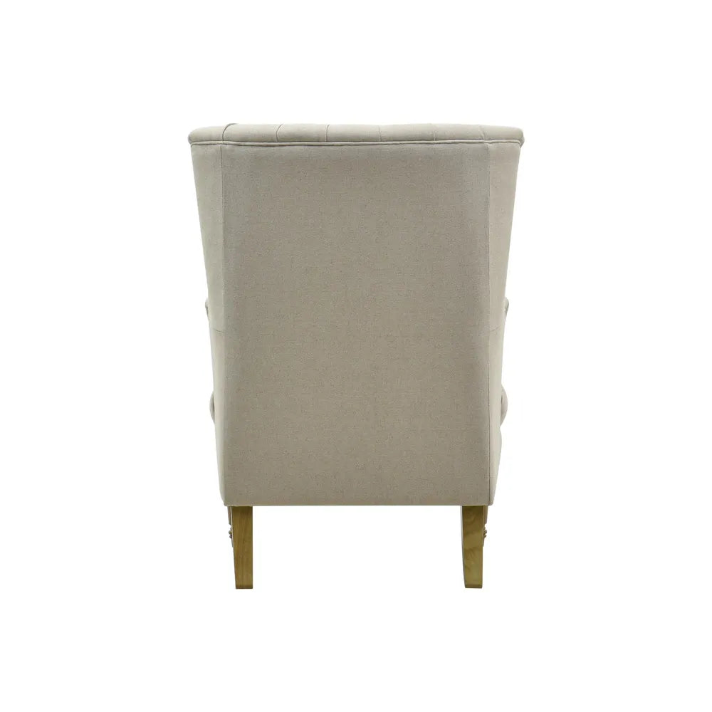 Chesterfield Beige Linen Winged Armchair