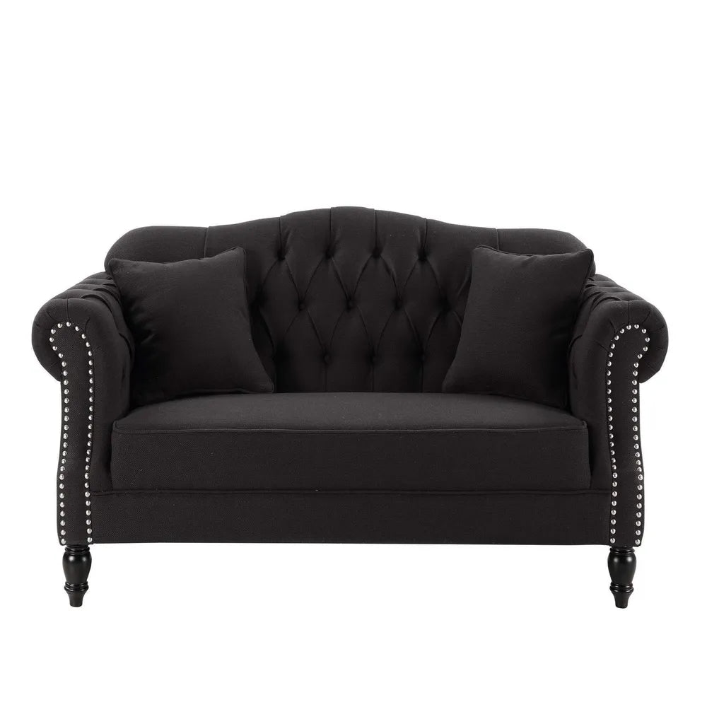 Charcoal Chesterfield Two Seater Sofa With Studs