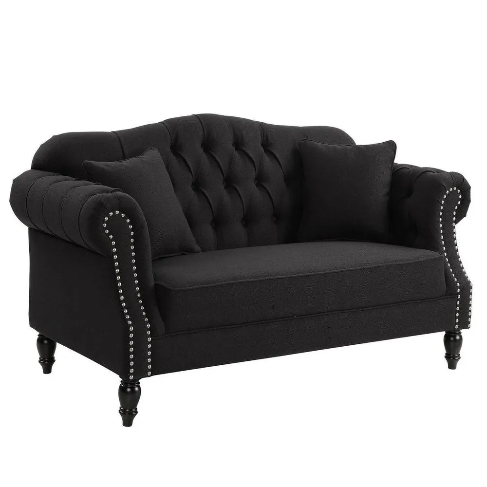Charcoal Chesterfield Two Seater Sofa With Studs