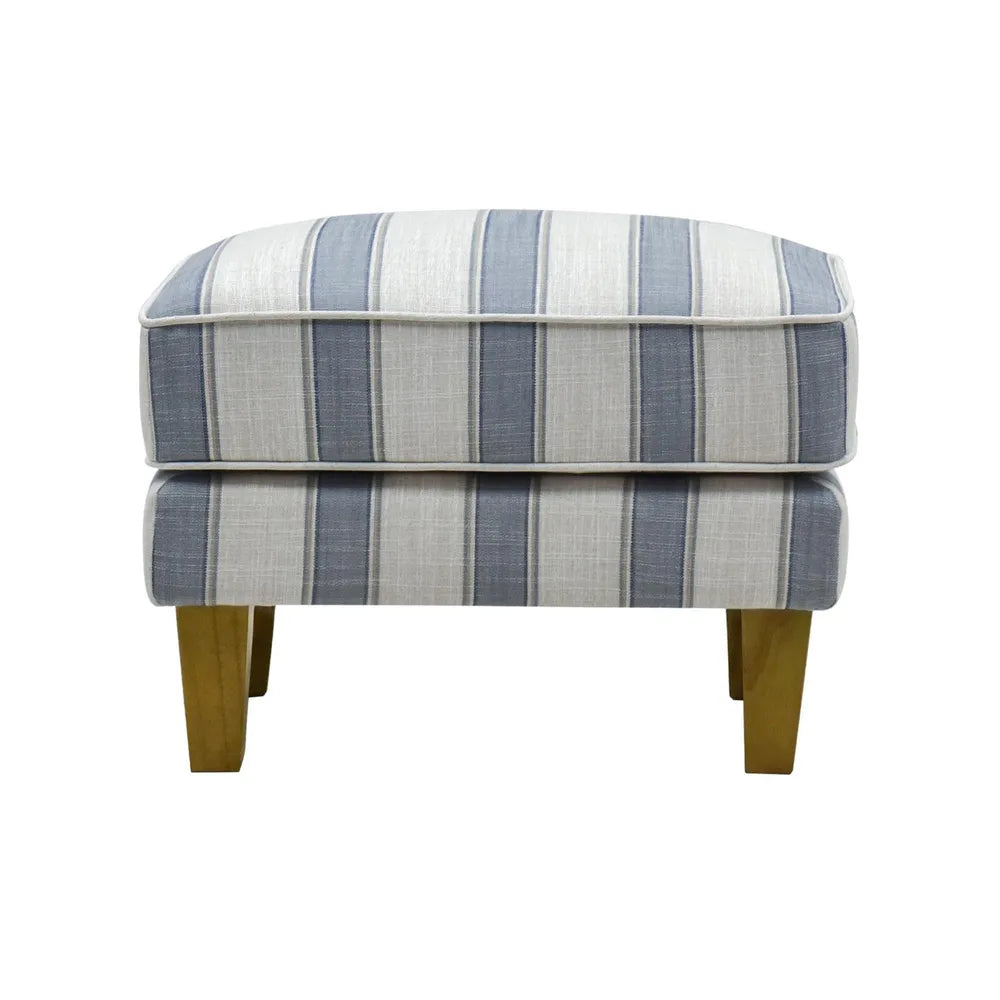 Newport Ottoman in Sky Blue Stripe