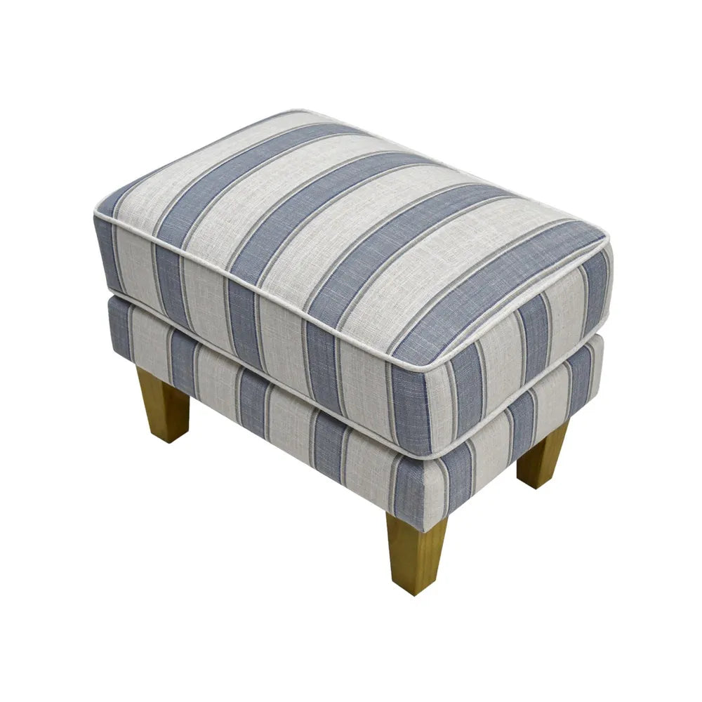 Newport Ottoman in Sky Blue Stripe