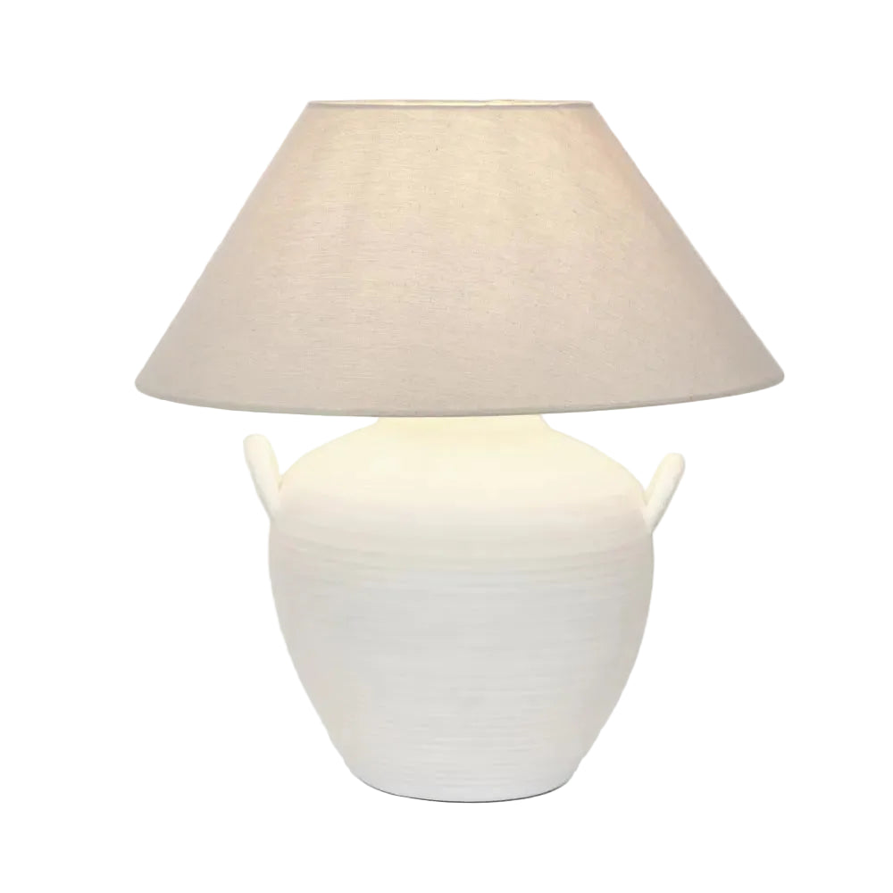 Bayview White Table Lamp With Natural Shade