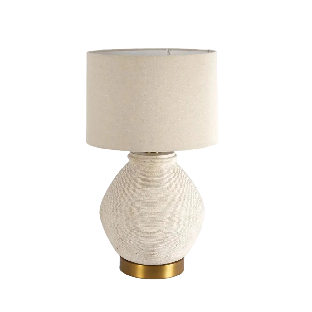 Stone Table Lamp With Natural Linen Shade