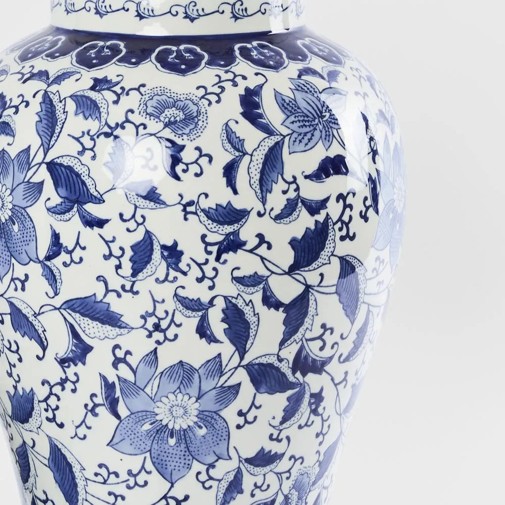 Large Blue & White Bloom Ginger Jar