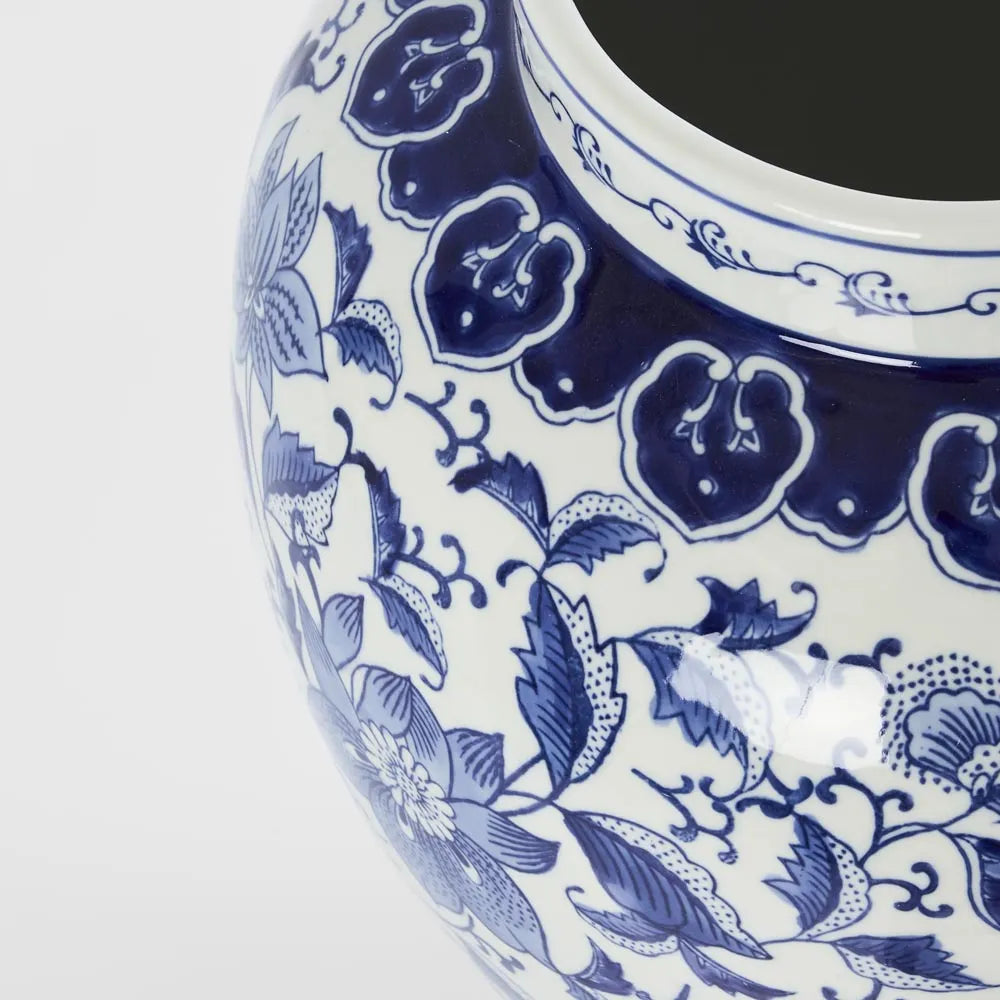 Large Blue & White Bloom Ginger Jar