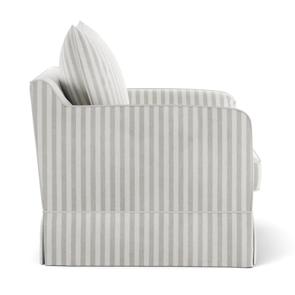 Avondale Armchair In Natural Stripe with Piping