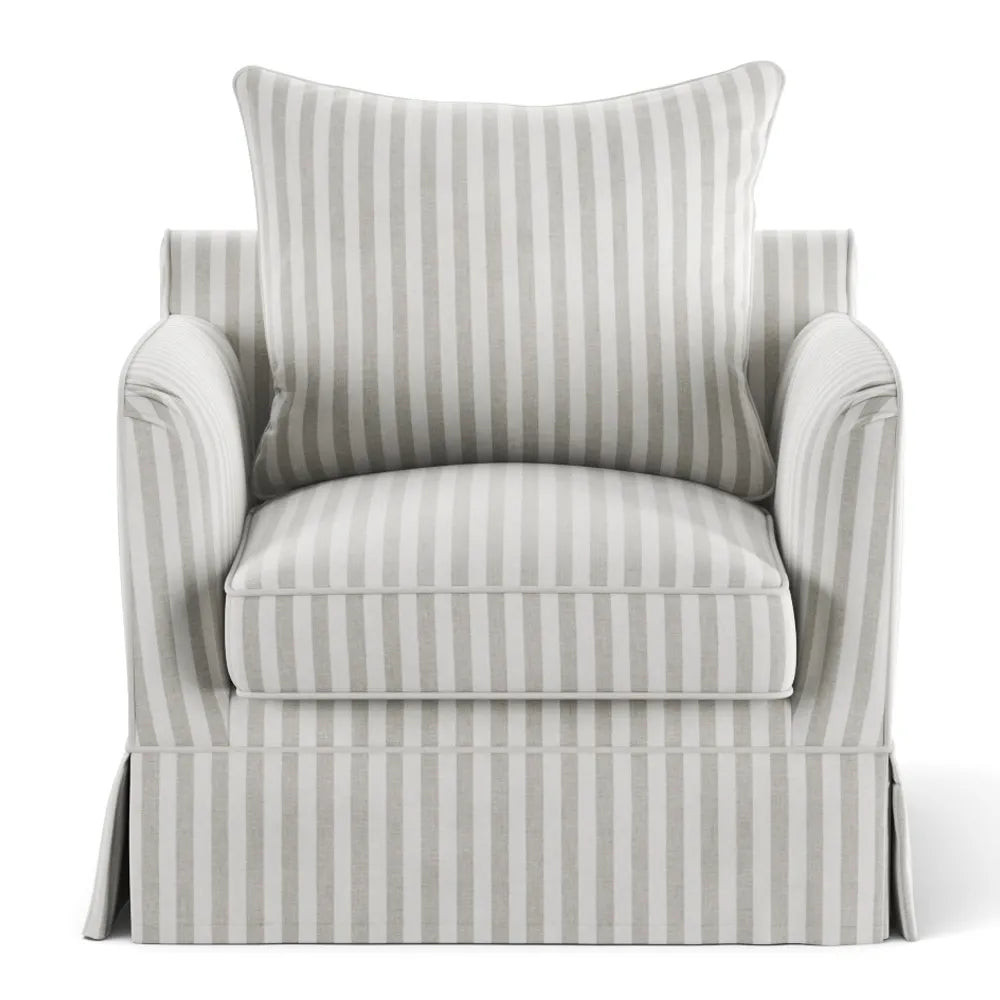Avondale Armchair In Natural Stripe with Piping