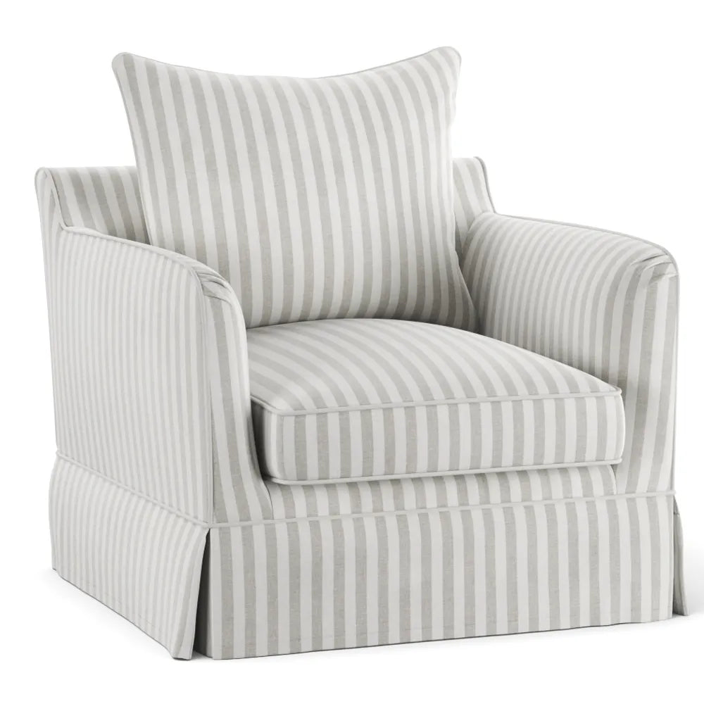 Avondale Armchair In Natural Stripe with Piping