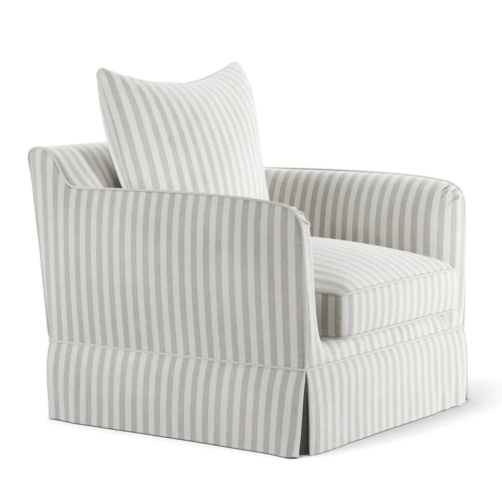Avondale Armchair In Natural Stripe with Piping