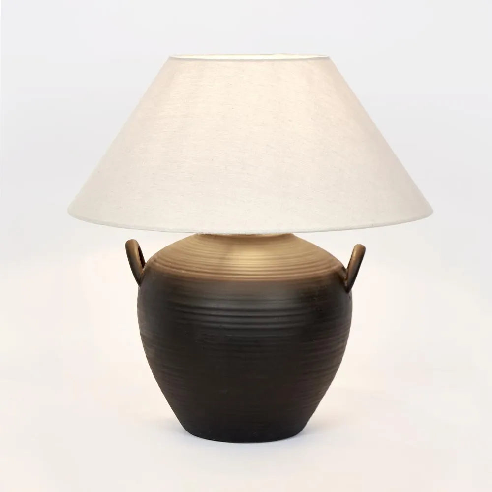 Bayview Black Table Lamp With Natural Shade