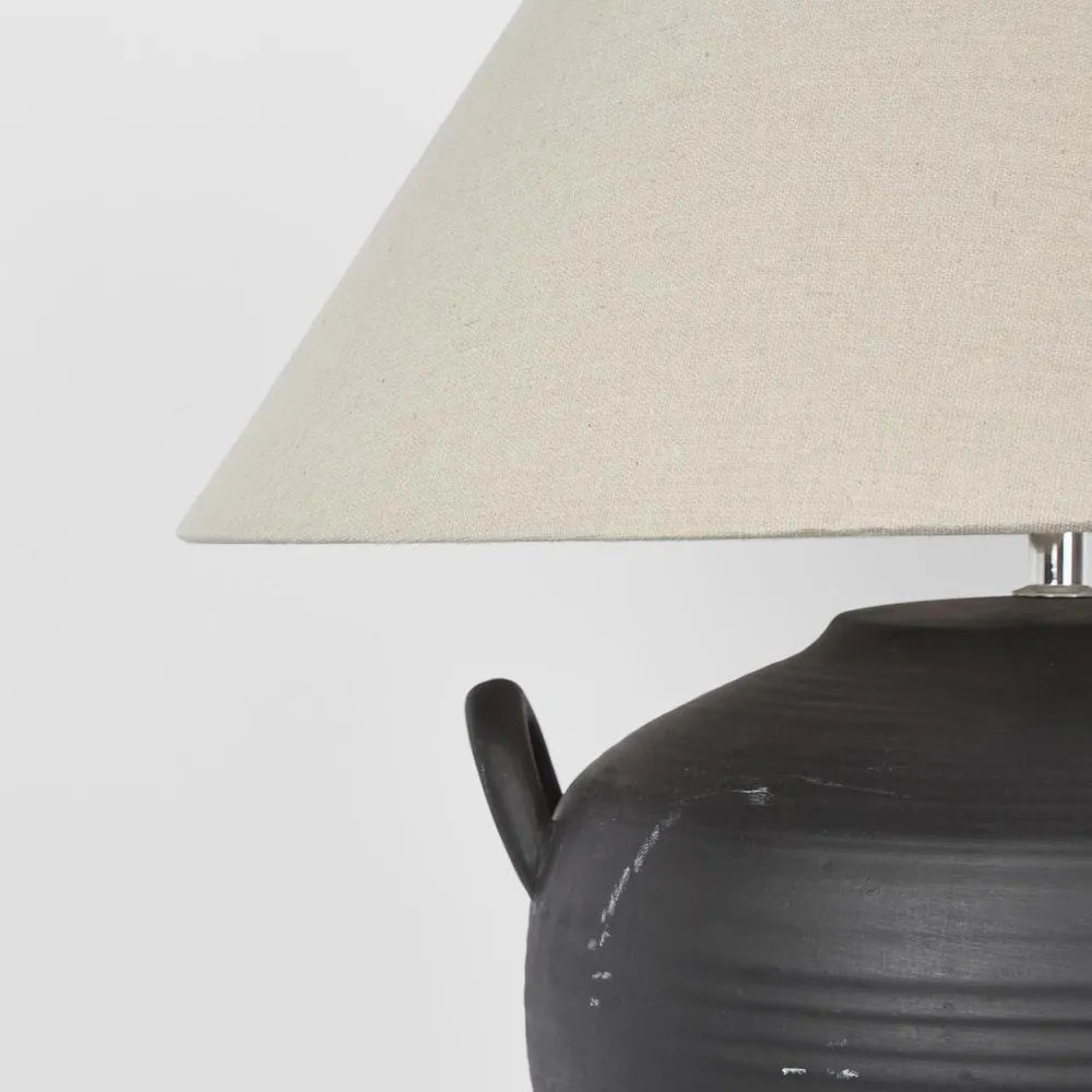 Bayview Black Table Lamp With Natural Shade