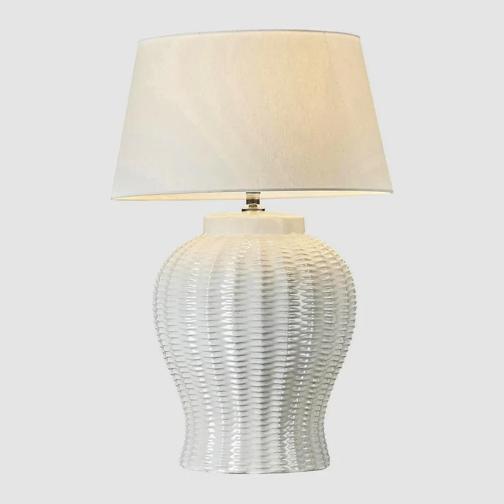 Ivory White Ceramic Trellis Lamp Base