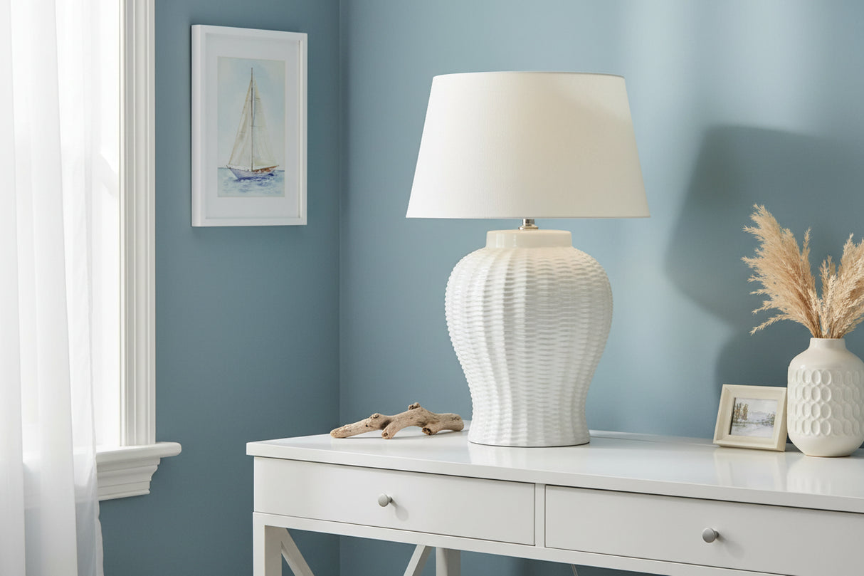Ivory White Ceramic Trellis Lamp Base