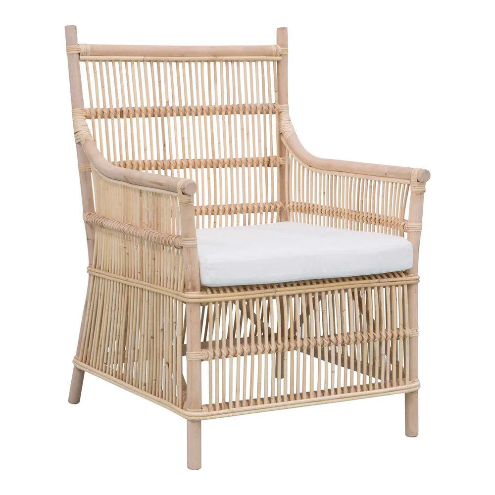 Coastal Wicker Armchair with Cushion