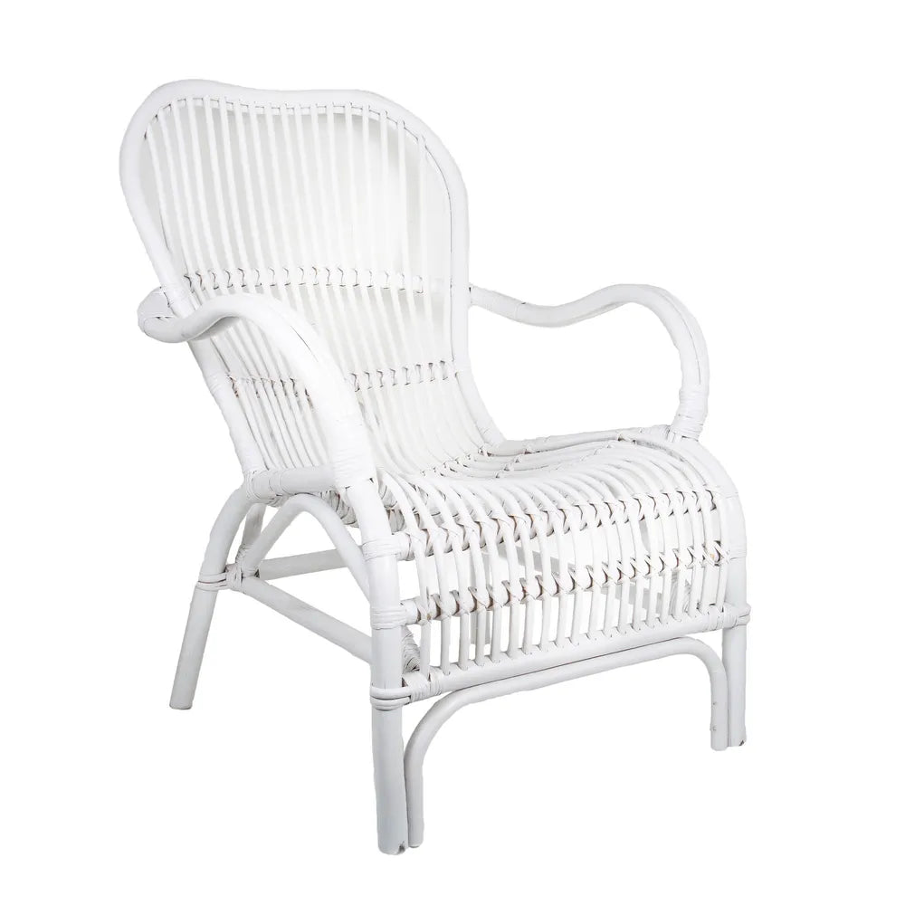Classic White Rattan Armchair