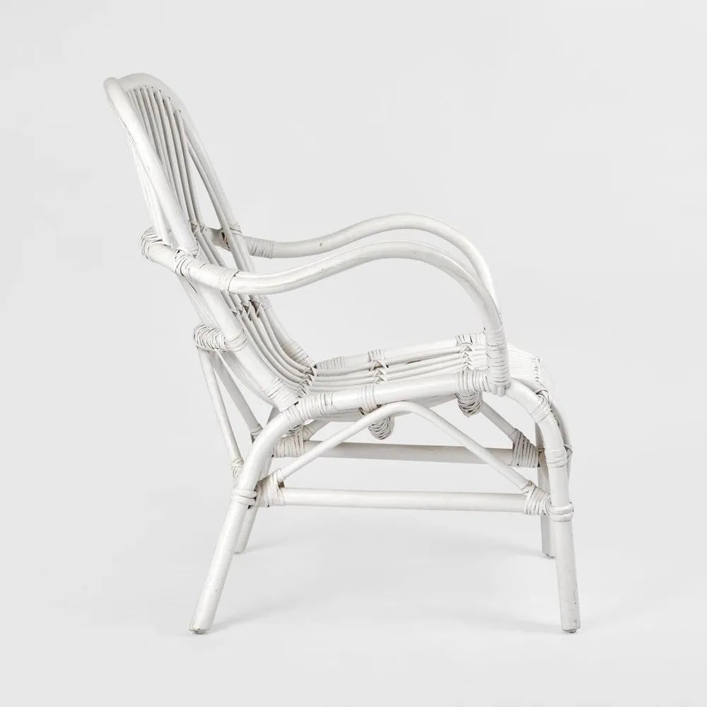 Classic White Rattan Armchair