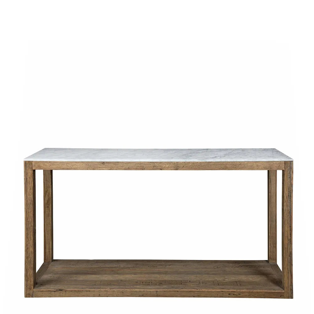 Kensington Marble Console Table in Natural Oak