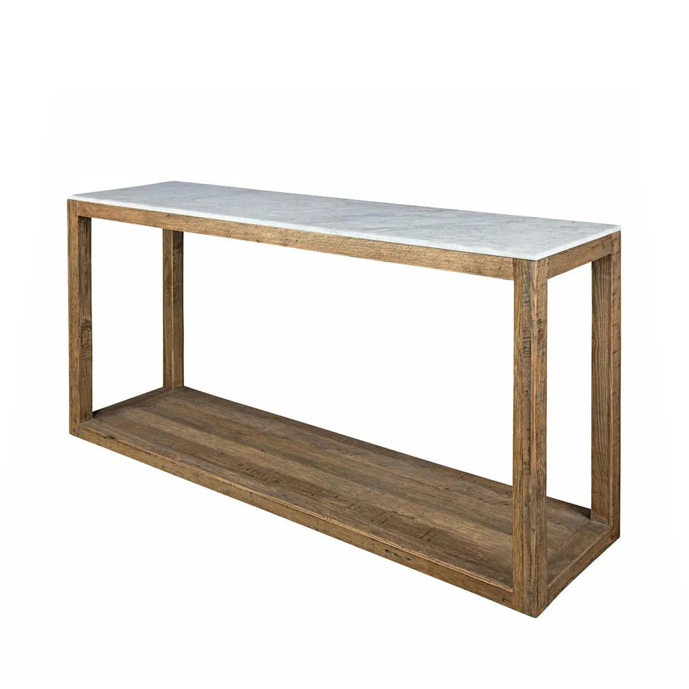 Kensington Marble Console Table in Natural Oak