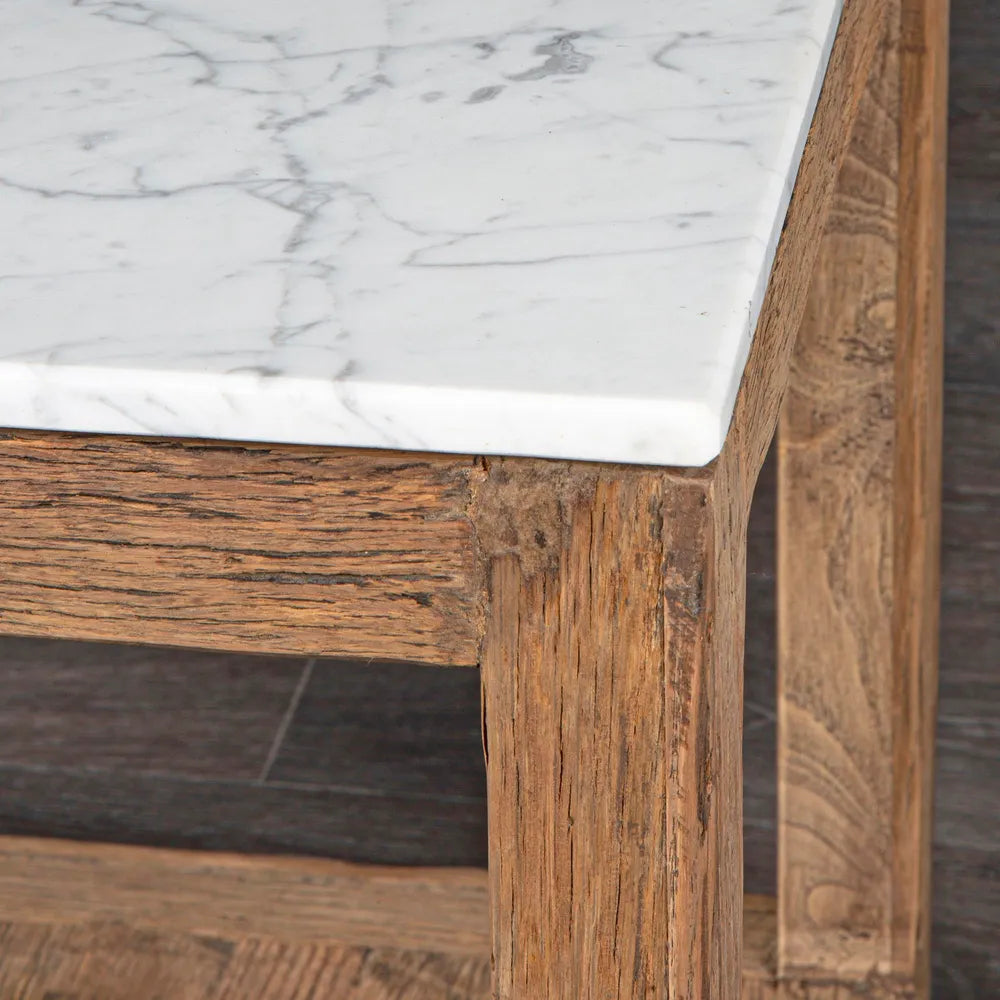 Kensington Marble Side Table in Natural Oak