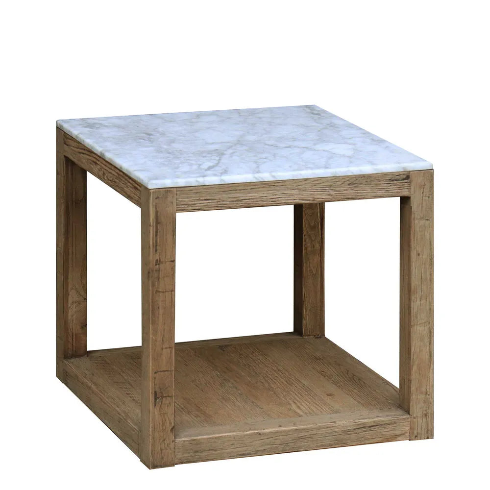 Kensington Marble Side Table in Natural Oak