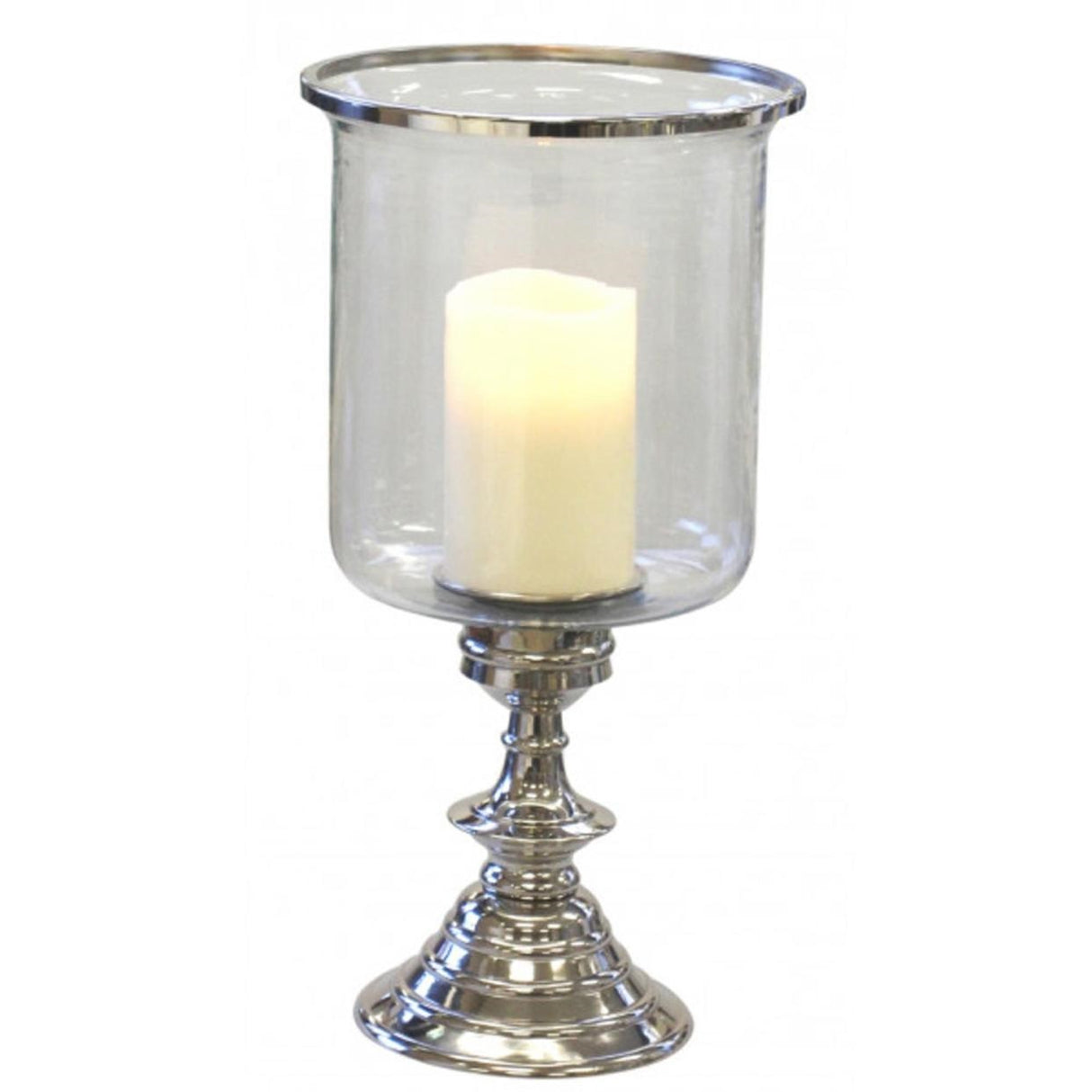 Large Silver Hurricane Candle Holder