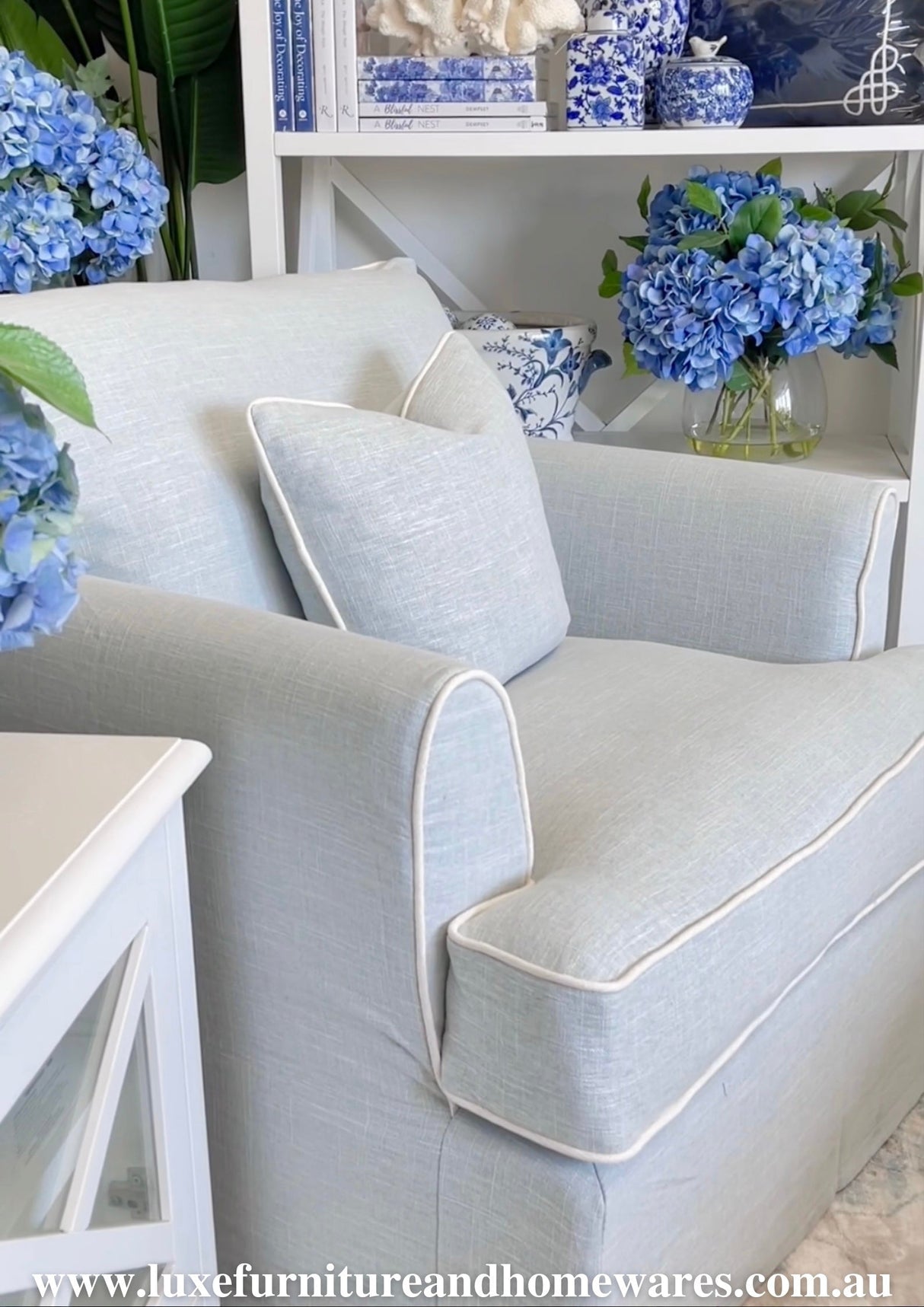 Pale Blue 1.5 Seater Armchair