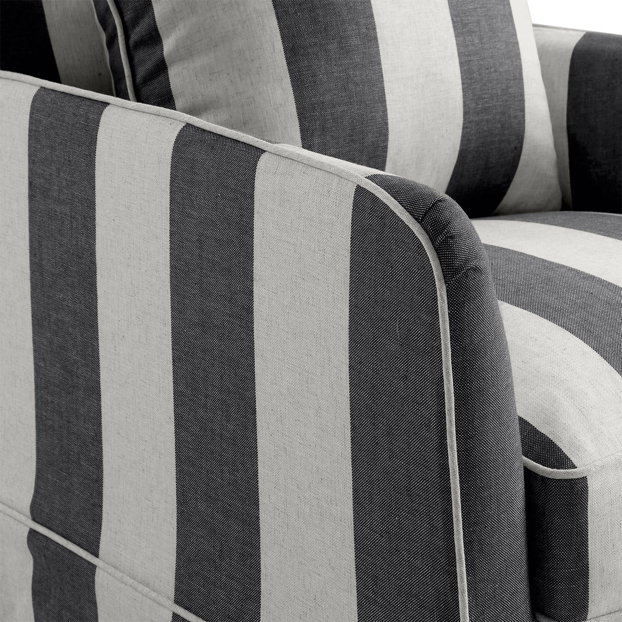 Avondale Armchair In Grey Stripe with Piping