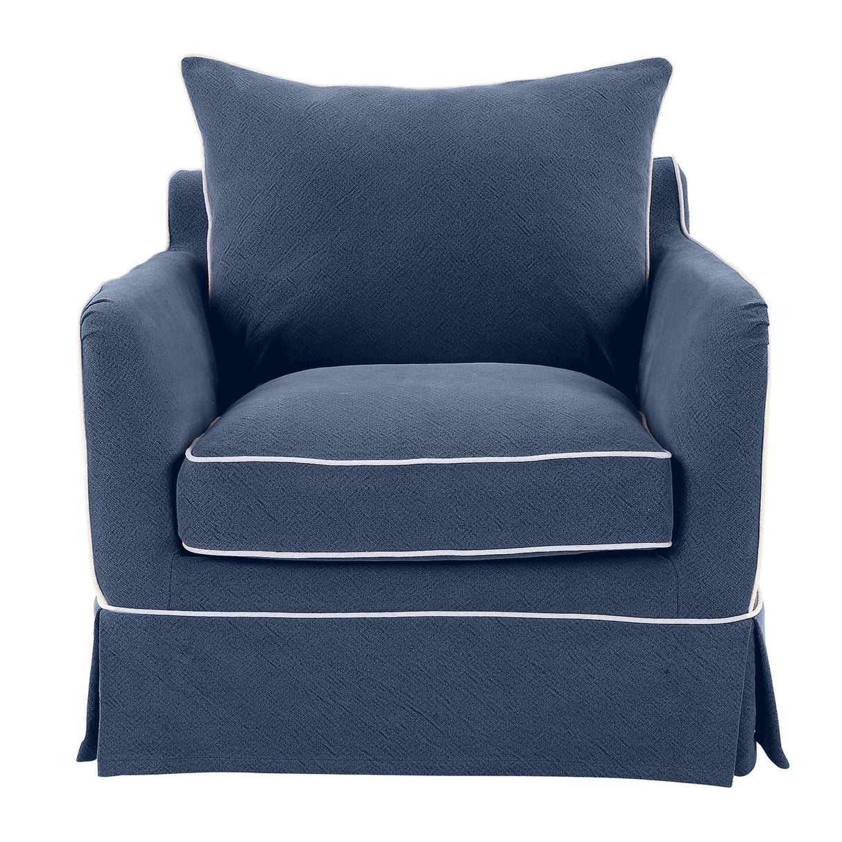 Avondale Armchair In Navy Blue with Piping