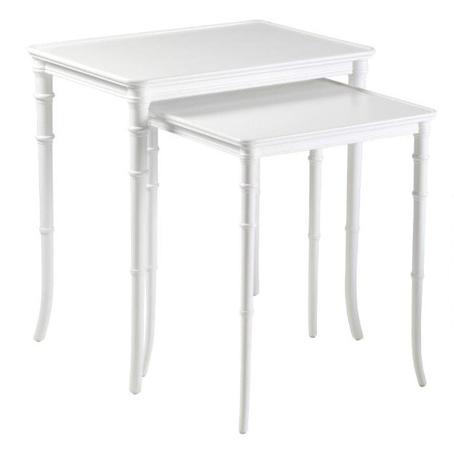 Maine Nest of Bamboo Side Tables In White