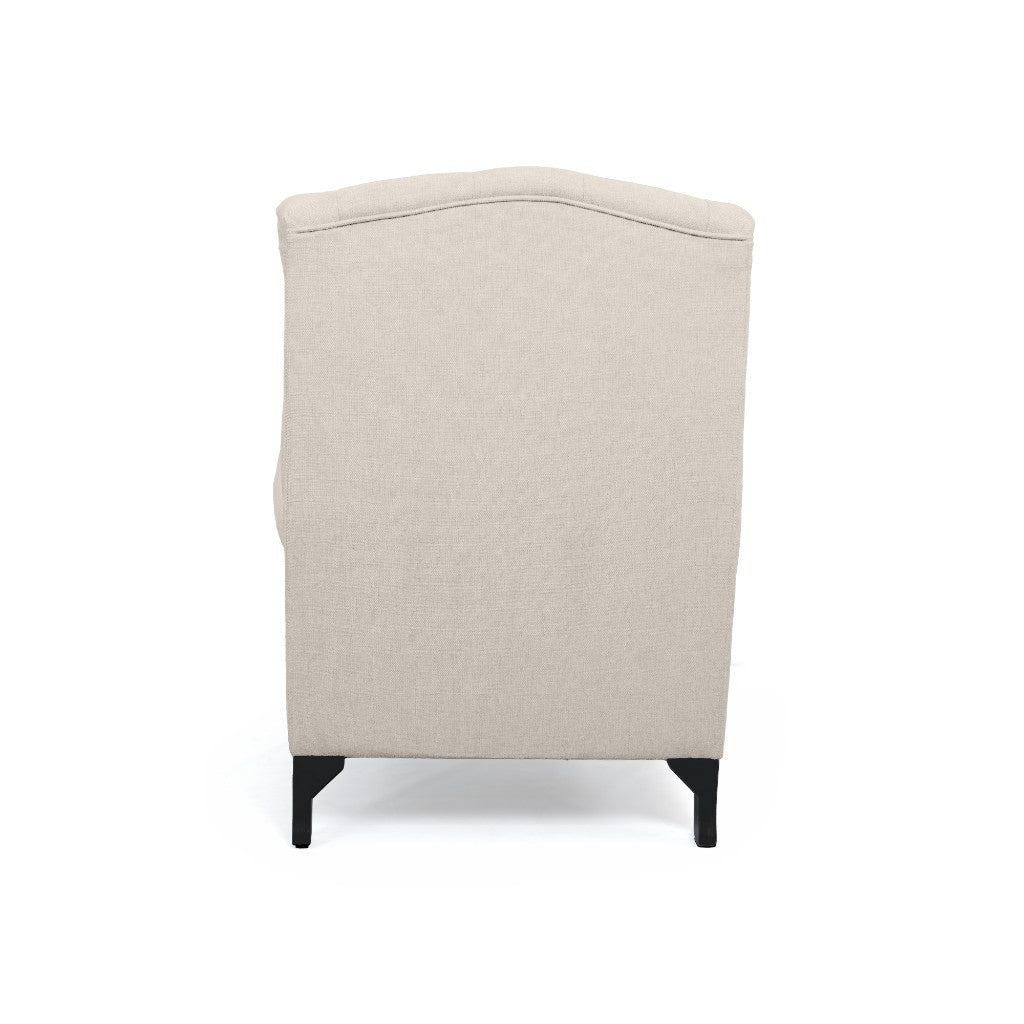 Royal Beige Linen Chesterfield Wing Back Armchair